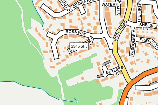 SS16 6HJ map - OS OpenMap – Local (Ordnance Survey)