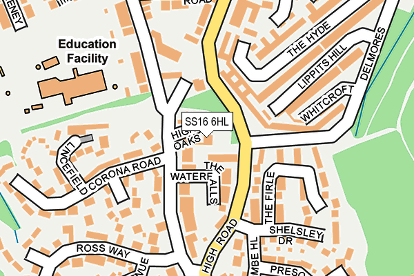 SS16 6HL map - OS OpenMap – Local (Ordnance Survey)