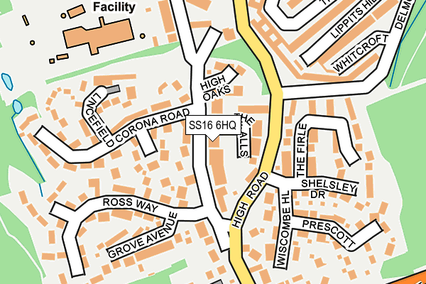 SS16 6HQ map - OS OpenMap – Local (Ordnance Survey)