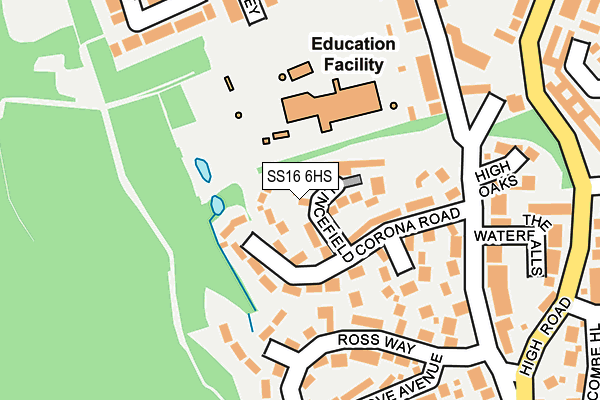 SS16 6HS map - OS OpenMap – Local (Ordnance Survey)