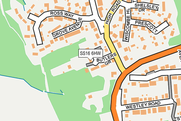 SS16 6HW map - OS OpenMap – Local (Ordnance Survey)