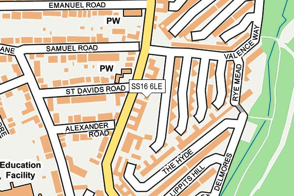 SS16 6LE map - OS OpenMap – Local (Ordnance Survey)