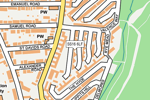 SS16 6LF map - OS OpenMap – Local (Ordnance Survey)