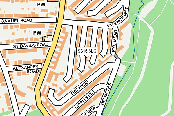 SS16 6LG map - OS OpenMap – Local (Ordnance Survey)