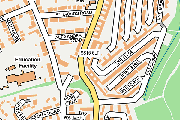 SS16 6LT map - OS OpenMap – Local (Ordnance Survey)