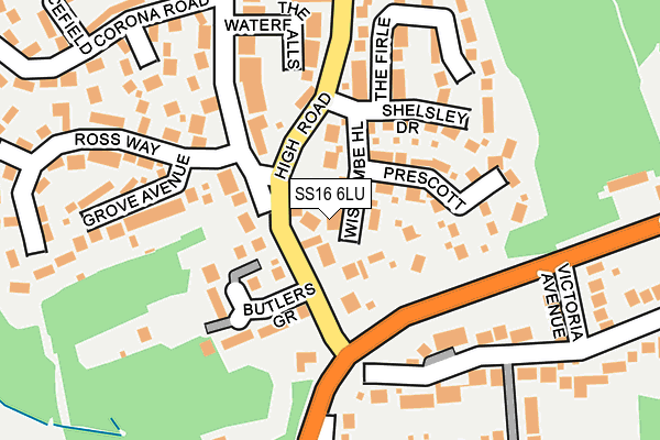 SS16 6LU map - OS OpenMap – Local (Ordnance Survey)