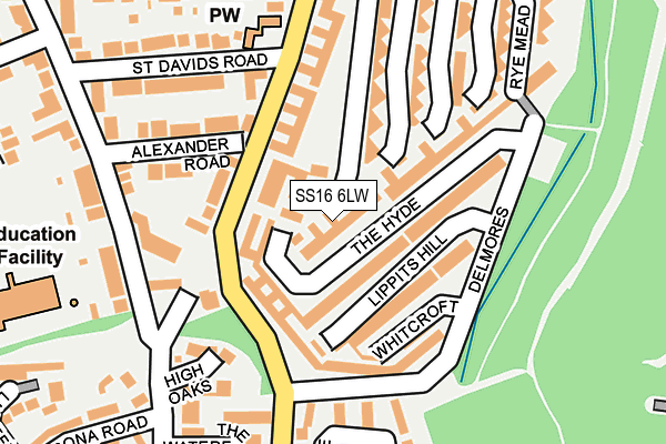 SS16 6LW map - OS OpenMap – Local (Ordnance Survey)