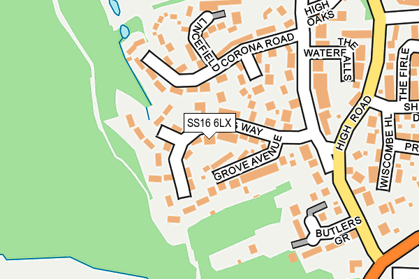 SS16 6LX map - OS OpenMap – Local (Ordnance Survey)