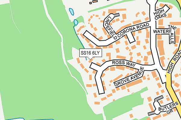 SS16 6LY map - OS OpenMap – Local (Ordnance Survey)