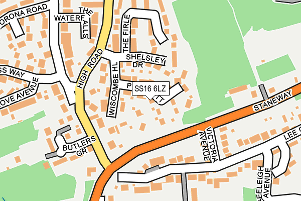 SS16 6LZ map - OS OpenMap – Local (Ordnance Survey)