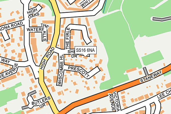 SS16 6NA map - OS OpenMap – Local (Ordnance Survey)