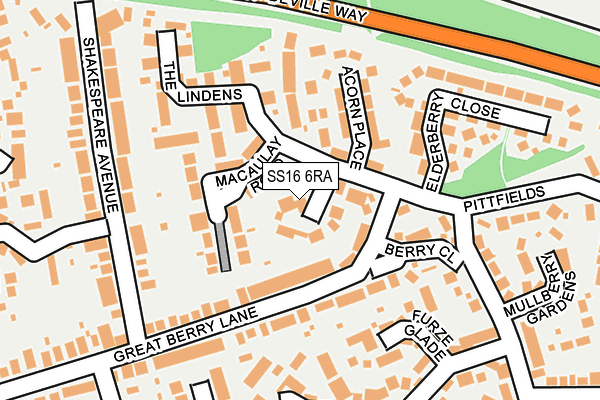 SS16 6RA map - OS OpenMap – Local (Ordnance Survey)