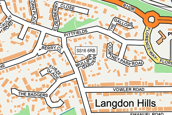 SS16 6RB map - OS OpenMap – Local (Ordnance Survey)