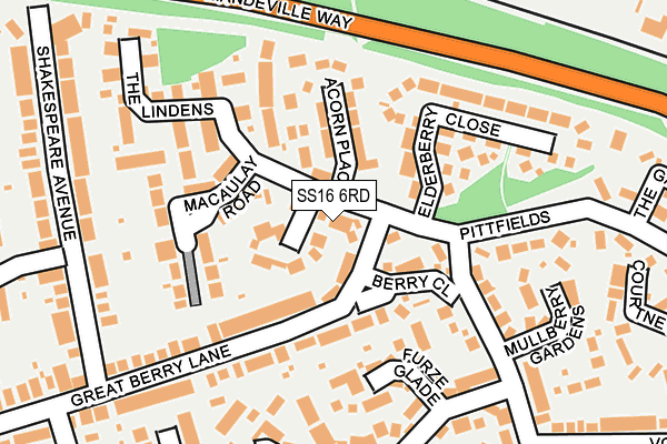 SS16 6RD map - OS OpenMap – Local (Ordnance Survey)