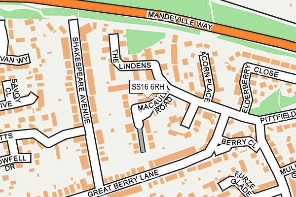 SS16 6RH map - OS OpenMap – Local (Ordnance Survey)