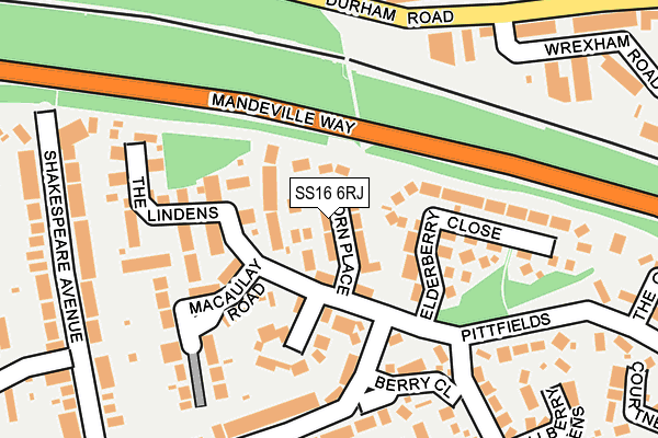 SS16 6RJ map - OS OpenMap – Local (Ordnance Survey)