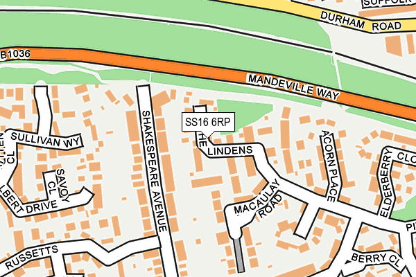 SS16 6RP map - OS OpenMap – Local (Ordnance Survey)