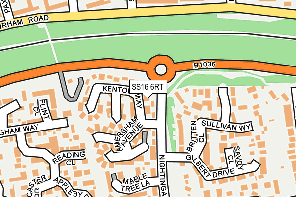 SS16 6RT map - OS OpenMap – Local (Ordnance Survey)