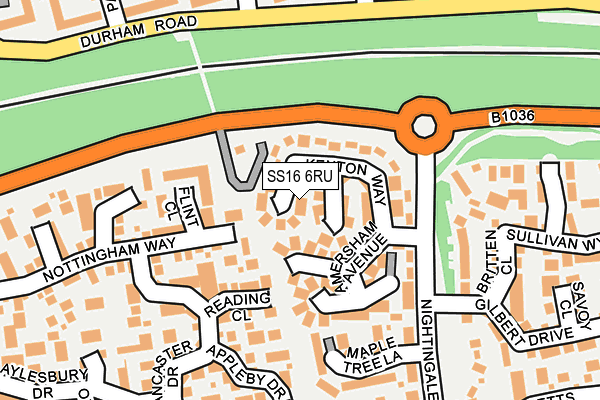 SS16 6RU map - OS OpenMap – Local (Ordnance Survey)