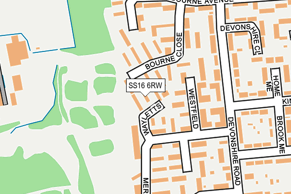 SS16 6RW map - OS OpenMap – Local (Ordnance Survey)