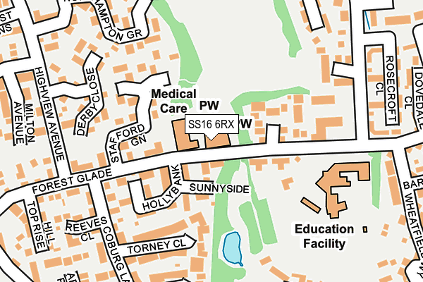 SS16 6RX map - OS OpenMap – Local (Ordnance Survey)