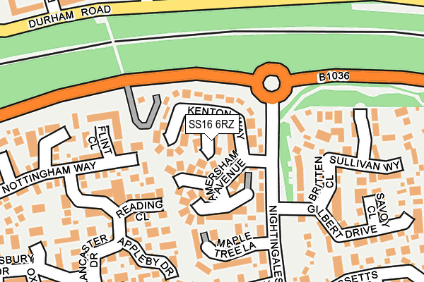 SS16 6RZ map - OS OpenMap – Local (Ordnance Survey)