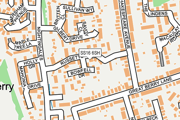 SS16 6SH map - OS OpenMap – Local (Ordnance Survey)