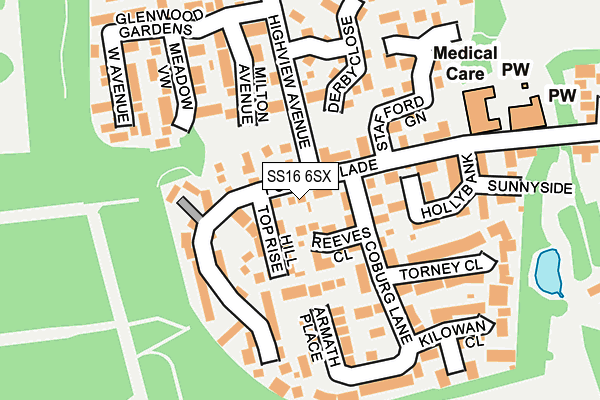 SS16 6SX map - OS OpenMap – Local (Ordnance Survey)