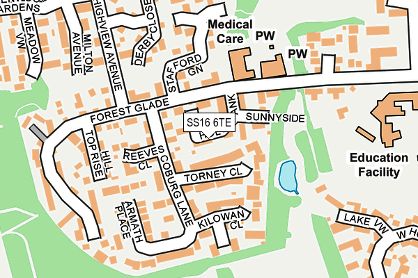 SS16 6TE map - OS OpenMap – Local (Ordnance Survey)