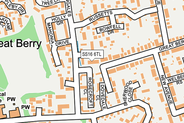 SS16 6TL map - OS OpenMap – Local (Ordnance Survey)