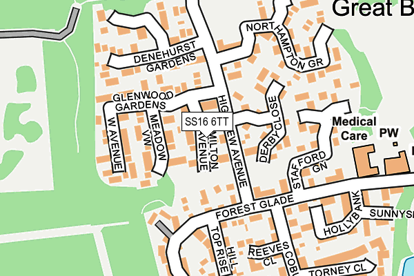 SS16 6TT map - OS OpenMap – Local (Ordnance Survey)