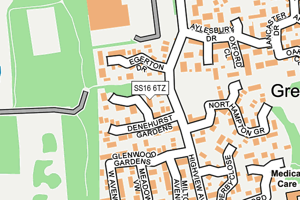SS16 6TZ map - OS OpenMap – Local (Ordnance Survey)