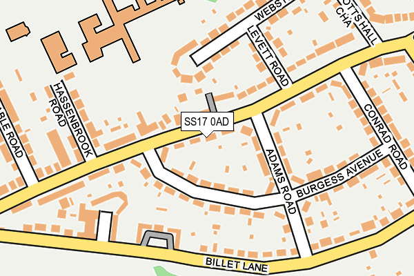 SS17 0AD map - OS OpenMap – Local (Ordnance Survey)