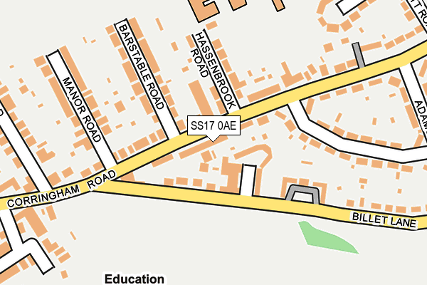 SS17 0AE map - OS OpenMap – Local (Ordnance Survey)