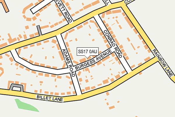 SS17 0AU map - OS OpenMap – Local (Ordnance Survey)