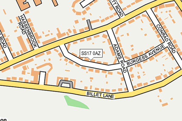 SS17 0AZ map - OS OpenMap – Local (Ordnance Survey)