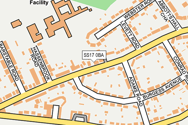 SS17 0BA map - OS OpenMap – Local (Ordnance Survey)