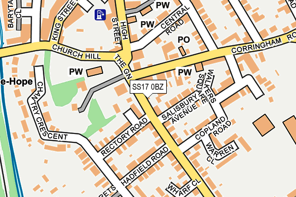 SS17 0BZ map - OS OpenMap – Local (Ordnance Survey)