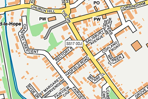 SS17 0DJ map - OS OpenMap – Local (Ordnance Survey)