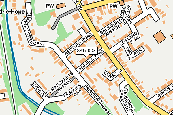 SS17 0DX map - OS OpenMap – Local (Ordnance Survey)
