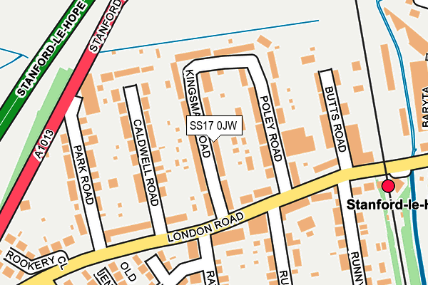 SS17 0JW map - OS OpenMap – Local (Ordnance Survey)