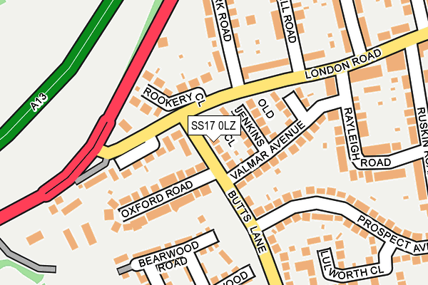 SS17 0LZ map - OS OpenMap – Local (Ordnance Survey)