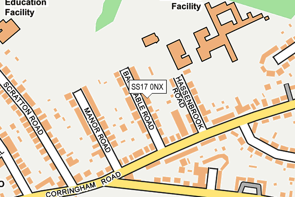 SS17 0NX map - OS OpenMap – Local (Ordnance Survey)