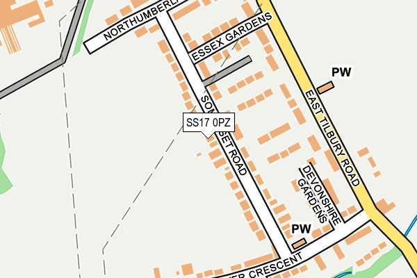 SS17 0PZ map - OS OpenMap – Local (Ordnance Survey)