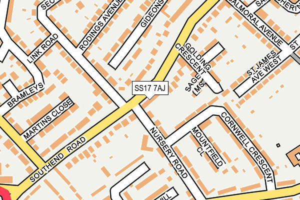 SS17 7AJ map - OS OpenMap – Local (Ordnance Survey)