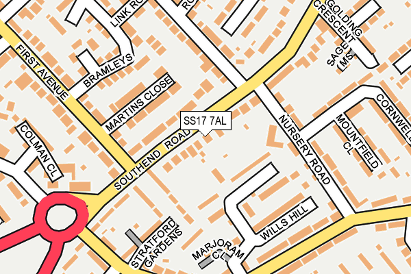 SS17 7AL map - OS OpenMap – Local (Ordnance Survey)