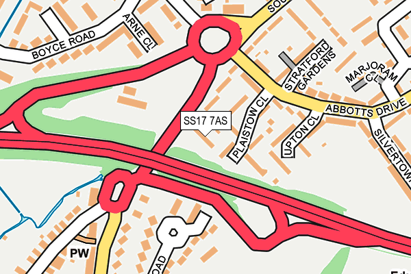 SS17 7AS map - OS OpenMap – Local (Ordnance Survey)