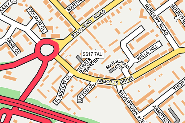 SS17 7AU map - OS OpenMap – Local (Ordnance Survey)