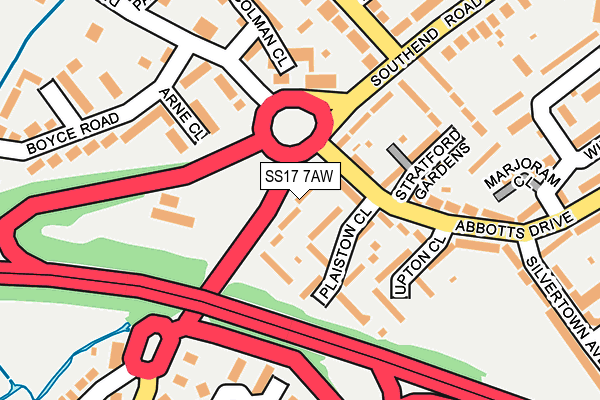 SS17 7AW map - OS OpenMap – Local (Ordnance Survey)