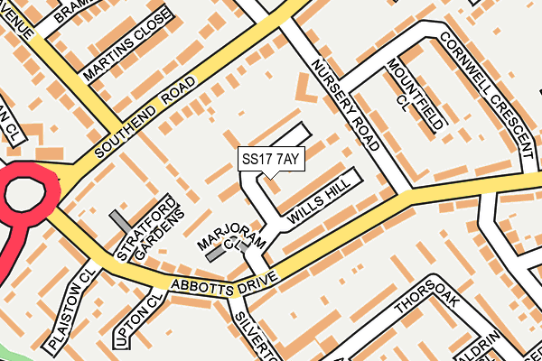 SS17 7AY map - OS OpenMap – Local (Ordnance Survey)